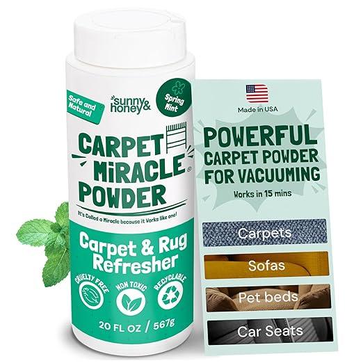 Sunny & Honey Carpet Freshener Powder - Pet & Kid Safe Rug Freshener Powder - Residue-Free, Easy Vacuum Dry Rug Shampoo (20oz, Spring Mint) - NeatNest