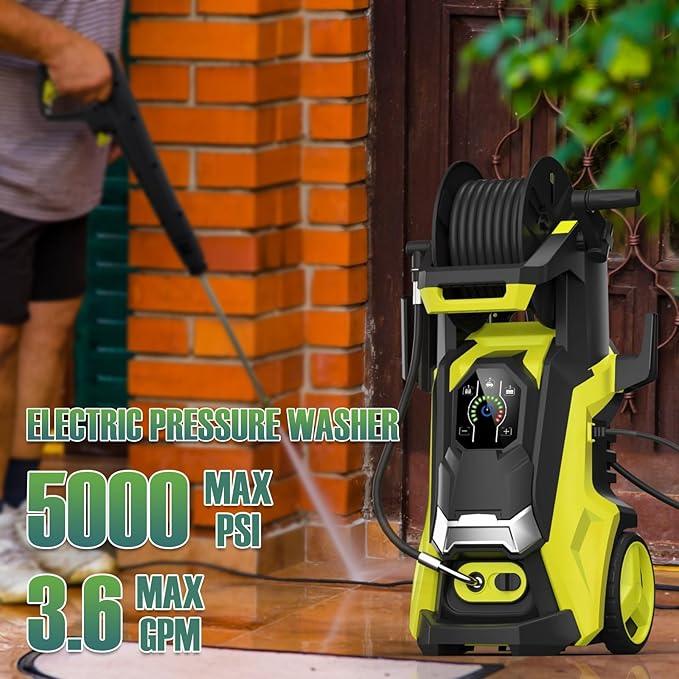 Pressure Washer Power Washer with Touch Screen and Foam Cannon, 5000PSIIMAX, High Pressure Cleaning Machine for Cars, Fences, Patios, Decks and Driveway - NeatNest