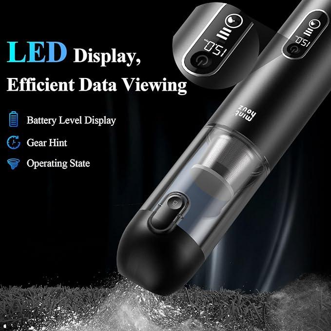 Minthouz Car Vacuum Portable Cordless - 20000PA High Power Handheld Vacuum with LED Display, 2.5H Fast Charging Up to 45 Mins of Runtime, Hand Vac Cordless Rechargeable for Car Home Corner Cabinet - NeatNest