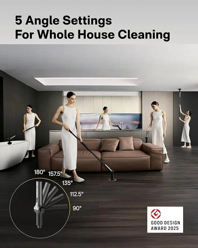 HOTO Flexi™ Cordless Electric Spin Scrubber, Adjustable Angle, Extendable Handle, Smart Display, IPX7 Waterproof, Powerful Cleaning Scrubber with 8 Replaceable Brush Heads, for Bathroom, Tile, Bathtub - NeatNest