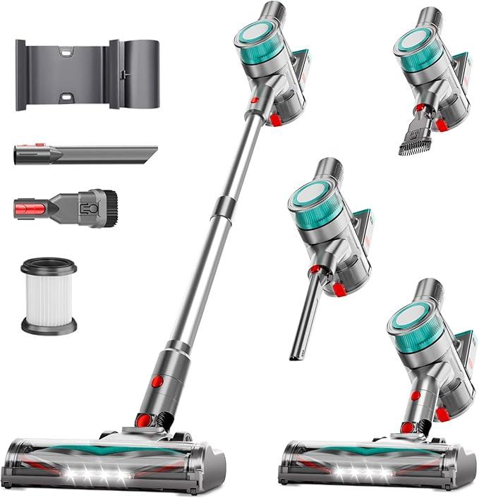 Cordless Vacuum Cleaner, Powerful Stick Vacuum Cleaner for Home with Rechargeable Battery, 6-in-1 Lightweight Handheld Vacuum, 45 Mins Runtime for Hardfloor & Carpets Pet Hair (Green) - NeatNest