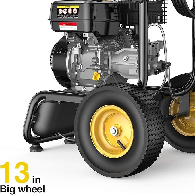 BLUBERY 3500PSI Gas Pressure Washer, 2.6GPM 212CC Heavy Power Washer, 30Ft High Pressure Hose&Soap Tank, 5 Adjustable Nozzles, Cleaning for Driveway/Concrete/Vinyl Fencing,Max - NeatNest