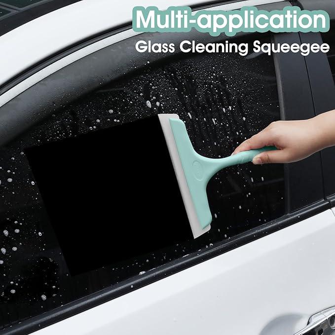 Shower Squeegee for Glass Doors, Bathroom Squeegee for Shower, Mini Window Squeegee, Home Bathroom Silicone Cleaner Tool, Suitable for Bathroom, Kitchen, Tile, Mirror, Car Glass, 8in Lake Blue - NeatNest