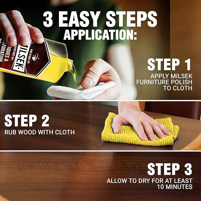 Milsek Antiques & Restoration Polish & Cleaner - Home Essential Cleaning Supplies for Home Improvement of any Wood Antiques or Heirlooms - 12 Fl Oz (Pack of 2) with Microfiber Towel - NeatNest