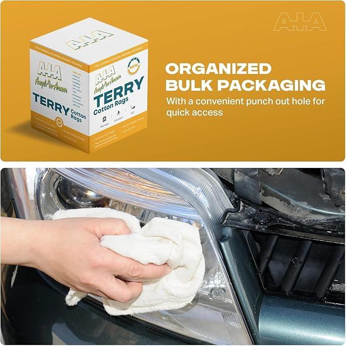 Angel-in-Armor White Terry Cloth Rags (16” x 19”) – 50lb Bulk Box of 100% Cotton Cleaning Rags – Reclaimed Towels for Plumbers, Shop Use, Janitorial, and Commercial Cleaning - NeatNest
