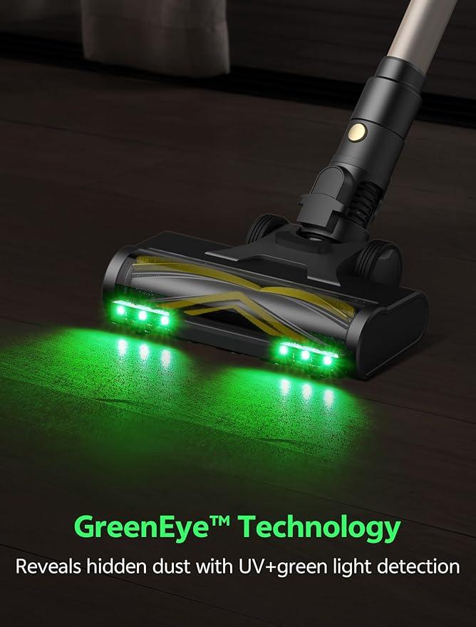 Ultenic Cordless Vacuum Cleaner, 550W 50KPA 65min Runtime, Stick Vacuum with Green Light, Self-Standing & 180° Lay-Flat, Anti-Tangled Brush, Vacuum Cleaners for Home/Hard Floor/Carpet/Pet Hair, U15 - NeatNest