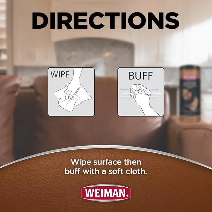 Weiman Leather Cleaner Wipes - Clean Condition UV Protection Help Prevent Cracking or Fading of Furniture, Car Interior, Couch, and Shoes, 4 Pack - NeatNest