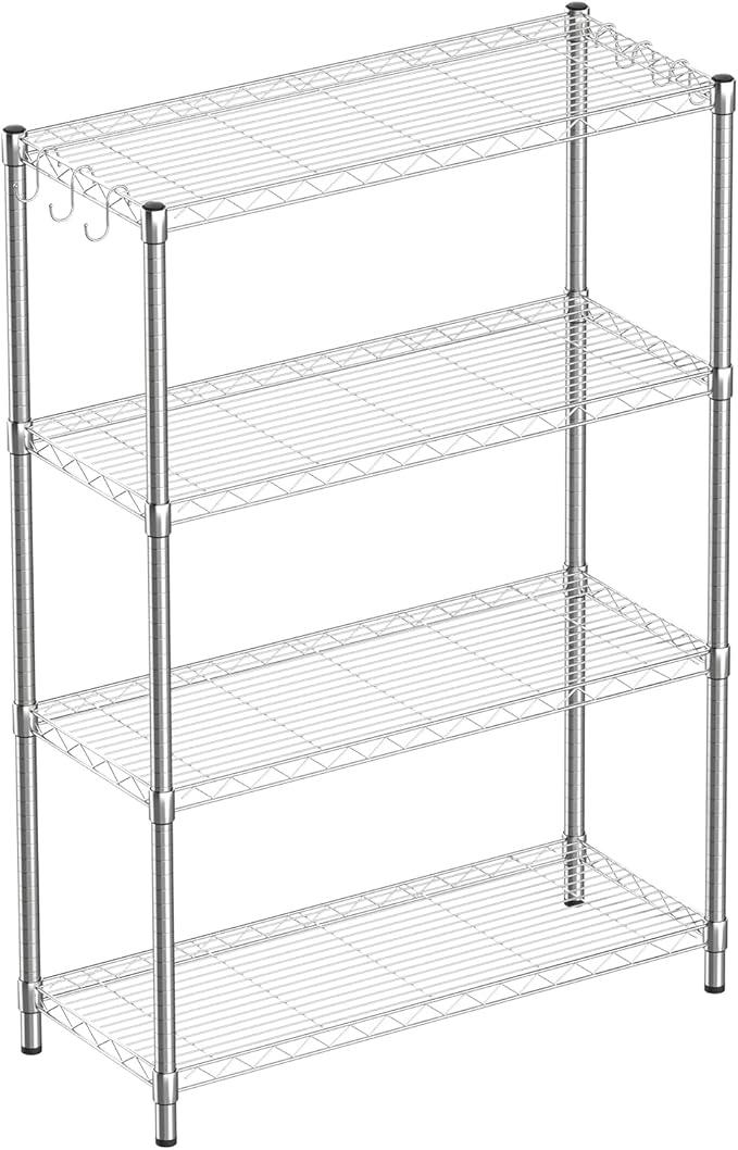 4-Shelf Adjustable Metal Shelf Wire Shelving Unit Storage Rack Display Shelf for Office,Kitchen,Bedroom,Bathroom,Laundry,Pantry Basement,Garage(Chrome,36" L x 14" W x 54" H) - NeatNest