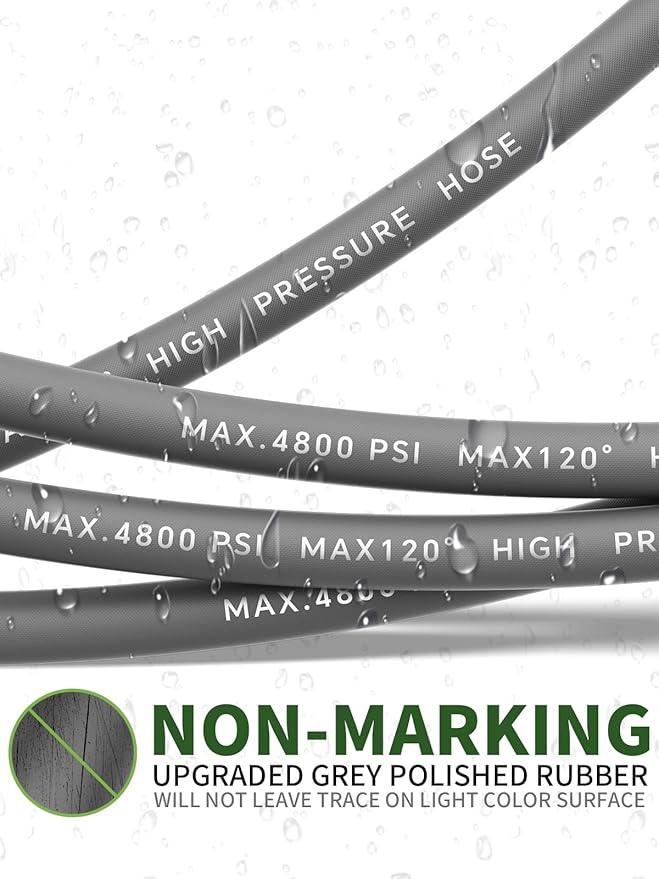 3/8" 4800PSI Pressure Washer Hose 150FT with Swivel Quick Connect for Cold/Hot Water Max 248°F, Kink Resistant Steel Wire Braided, Wear Resistant Power Washer Hose with M22 14mm Adapter - NeatNest