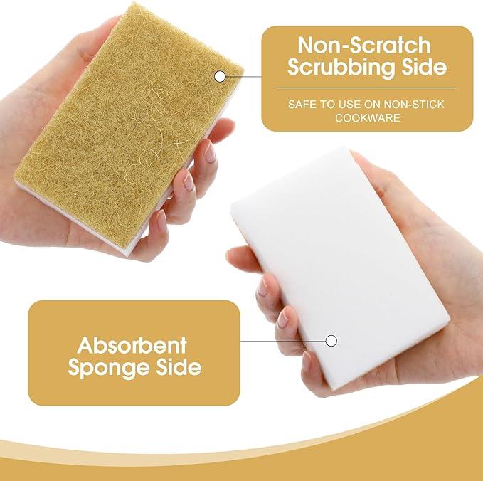 Tioncy 100 Pcs Individually Wrapped Sponges Kitchen Bulk Brown Dish Non Scratch Scrub Sponges Dual Sided Cleaning Dish Scrubber for Washing Dishes, Pots, Pans, Sinks, Stoves, Appliances, Car, Bike - NeatNest