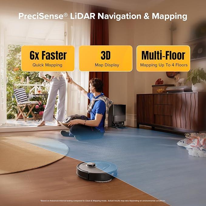 roborock Qrevo S5V Robot Vacuum and Mop, FlexiArm Edge Mopping, 12,000Pa Suction, Dual Zero-Tangle System, Smart Obstacle Avoidance, 10mm Mop Lifting, Auto Mop Washing&Drying, Self-Emptying&Refilling - NeatNest
