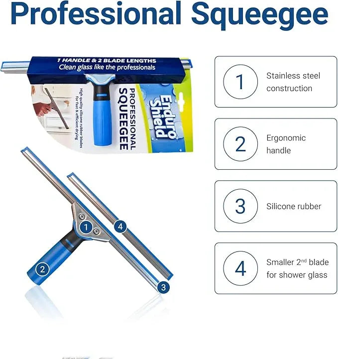 Professional Squeegee - Premium Quality Silicone Rubber Blades with Ergonomic Handle for Streak-Free Cleaning - Perfect for Windows, Shower Doors, and Railings - NeatNest