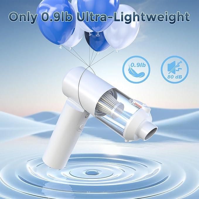 Car Vacuum Cordless: 12000Pa 2 in 1 Handheld Vacuum & Blower - Hand Vacuum Portable Cordless with Led Light, Multi-Nozzles for Car, Home, Office, Pet, Hair White - NeatNest