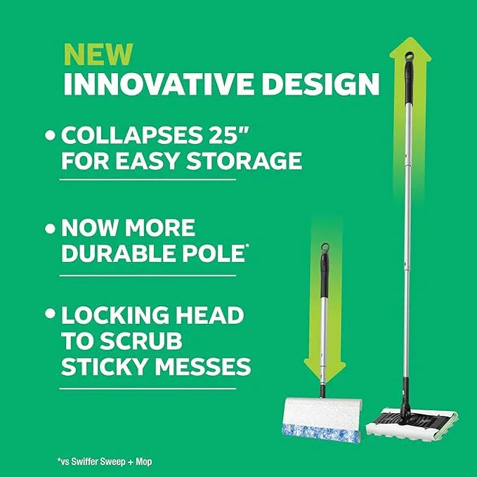 Swiffer Sweep & Mop Deluxe 2-in-1 Floor Mopping and Sweeping Kit, Multi-Surface Kit for Floor Cleaning, Includes 1 Sweeper Device, 5 Heavy Duty Dry Sweeping Cloths, 6 Heavy Duty Wet Mopping Cloths - NeatNest