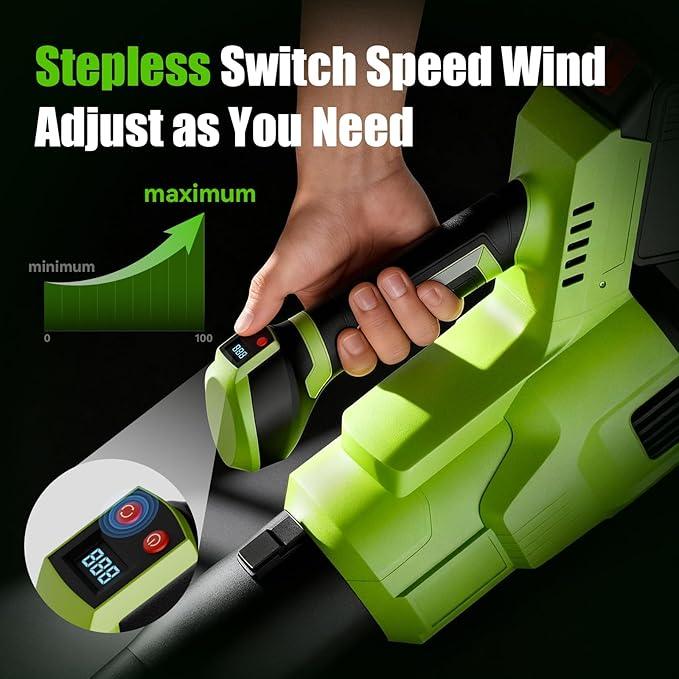 Electric Leaf Blower Cordless, 200 MPH Wind Speed, 2 x 4.0Ah Batteries, Handheld Leaf Blowers for Lawn Care, Stepless Speed Control, Portable Lightweight Grass Blower for Yard, Patio - NeatNest