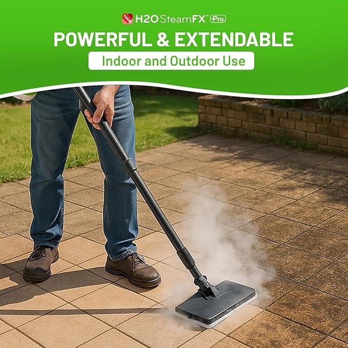 H2O SteamFX Pro Handheld Steam Cleaner with 12 Accessories – Multipurpose Steam Mop for Floors, Carpets, Upholstery, and Outdoor Surfaces, Ideal for Deep Home and Patio Cleaning - NeatNest