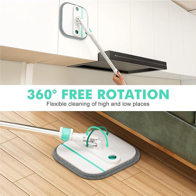 Upgraded Spin Mop and Bucket Set Self-Standing Mop Bucket Separate Dirty and Clean Water System Self Wringing 360° Rotating 90° Foldabl Mops and Buckets for Floor Cleaning (Blue, 6Pads) - NeatNest