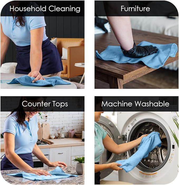 Avalon Towels Microfiber Cleaning Cloths Value Pack of 36 Size 16" x 16", Highly Absorbent, Lint Free, Reusable and Washable, Multicolor - NeatNest
