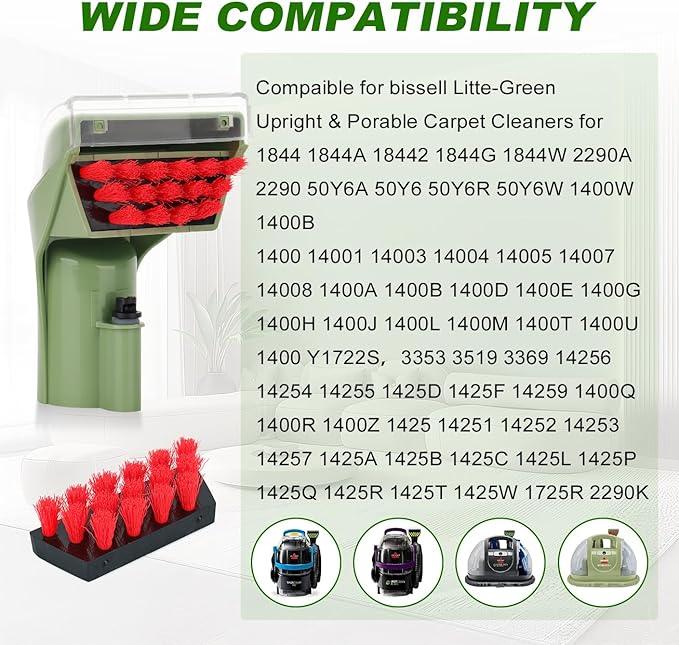 Bozdyru for Bissell Little Green Machine Attachments 1400B: Compatible with Bissell 1400B 3353 3194 2458 3588F 1986 1425 Cleaning Tool attachments Green, 2 Brush,6 Replacement Brush, Part #1613828 - NeatNest
