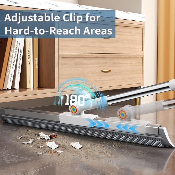 Squeegee Broom for Floor, Rubber Silicone Magic Broom with 180° Rotating Head & 63" Long Handle, Floor Squeegee Broom for Indoor/Outdoor Floor Cleaning, Pet Hair, Tile, Garage Concrete, Glass - NeatNest