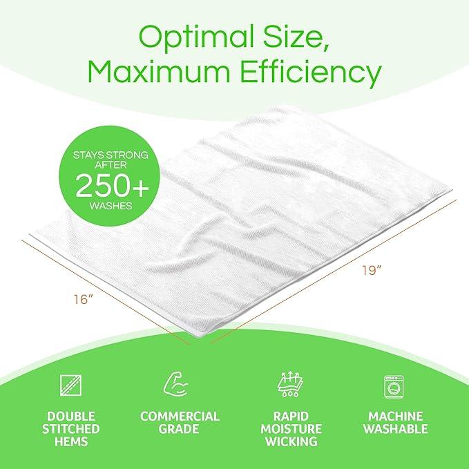 Towels N More 24 Pack 16x19 Bar Mop Towels White Absorbent Cotton Kitchen Towels - Quick Drying Towels - for Home, Restaurant, Bar Glass Cleaning Towels, Chef/Cook Etc. 30 oz - NeatNest