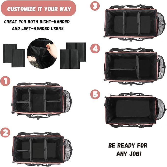 Wearable Cleaning Caddy – Portable Detailing Organizer with Spill-Proof Liner, Straps & Handles – Large Tote for Cleaning Pros, Auto Detailers, and Housekeepers – Red/Gray - NeatNest