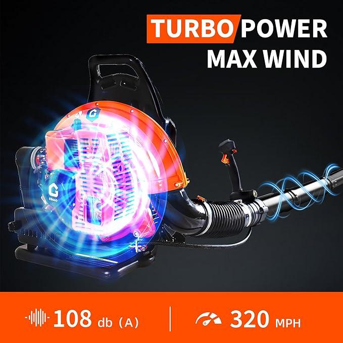 66CC Backpack Blower, 4-HP 2-Cycle Gas Leaf Blower with 880 CFM & 320 MPH, Backpack Leaf Blower, Powerful Clearing Performance for Wet Leaf & Debris Clean & Snow Removal - NeatNest