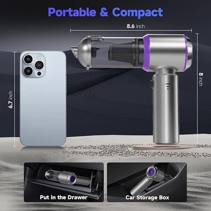 Car Vacuum Portable Cordless, 22000PA High Power handheld Vacuum Cleaner with Brushless Motor,11 in 1 Mini Hand Held Vacuum Cordless Rechargeable Air Duster/Blower/Pump for Car, Home, Pet, Office - NeatNest