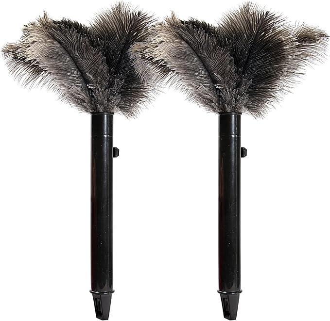 Retractable Ostrich Feather Duster for Cleaning, Fluffy and Natural Feather Duster with Retractable Handle， Reusable Eco-Friendly Handheld Cleaning Supplies (15 inch) - NeatNest