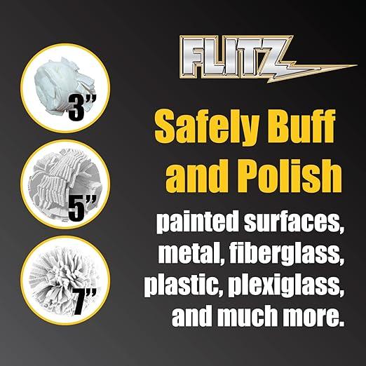 Flitz Car Buffing Kit (Ultra) - USA-Made Car Care Kits for Vehicles - Includes 2lbs Polish, 16oz Ceramic Sealant, 3", 5" and 7" BuffBalls & 4 Microfiber Cleaning Cloths - Exterior Auto Restoration Set - NeatNest