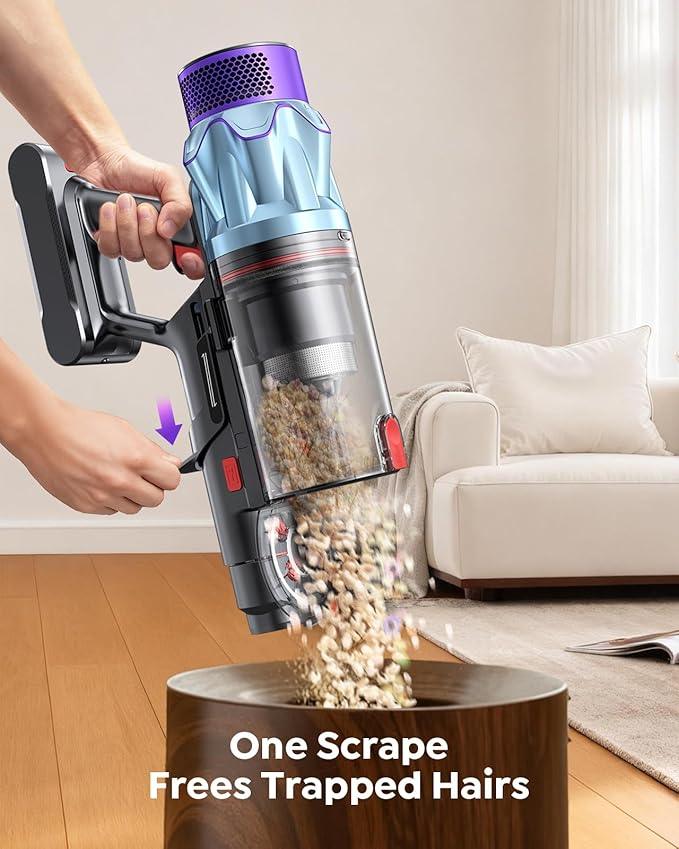 Cordless Vacuum Cleaner 65min/600W/50KPA Self-Standing Vacuum Cleaners for Home with 3.3Ft Hose & Auto Mode, Wall Mount Charging Stick Vacuums with Fragrance Dust-Scraper for Hardwood Floor/Car/Pet - NeatNest