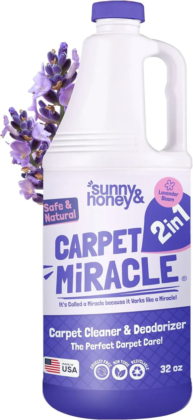 Sunny & Honey Carpet Cleaner Solution - 32 Fl Oz, Light Lavender - Deep Stain Remover & Odor Deodorizer - Pet Carpet Cleaner & Rug Shampoo - NeatNest