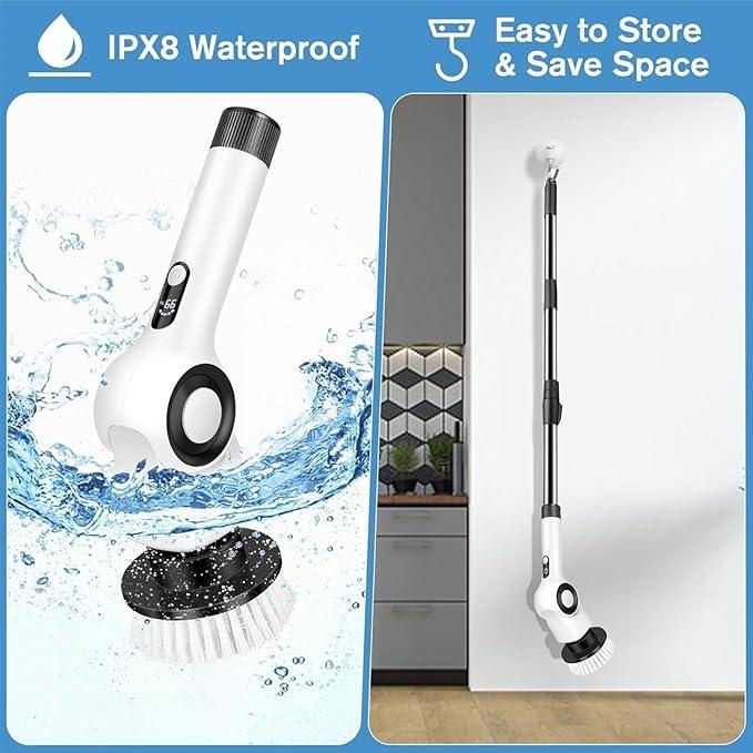 Electric Spin Scrubber, Electric Cleaning Brush, Multifunctional 360 Automatic Rotation Cordless Spin Scrubber with 7 Replaceable Brush Heads for Cleaning Bathroom Kitchen and Floor - NeatNest