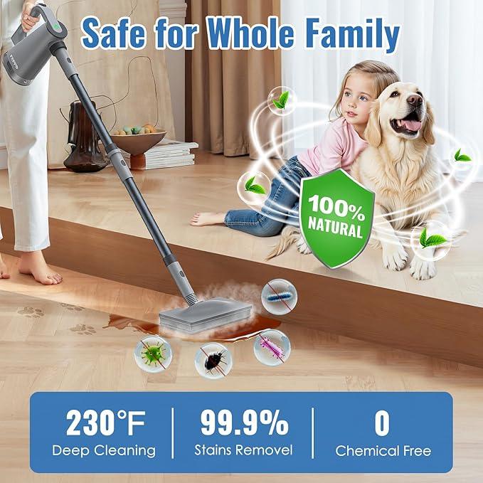 FEPPO Steam Mop with Detachable Handheld Steam Cleaner for Home and Floor Cleaning, 10-in-1 Multi-purpose Attachments, Powerful Steamer for Floors, Hardwood, Tiles,Grout,Windows,Kitchen,Bath - NeatNest