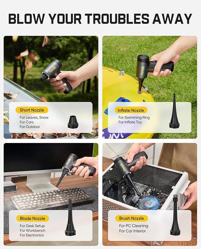 Fanttik B10 Pro Electric Air Duster, 110000RPM Brushless Motor, Compressed Air Duster, Mini Blower with One-tap Booster, 3 Gears Adjustable, Electric Duster for PC, Keyboard, Electronics and Workbench - NeatNest