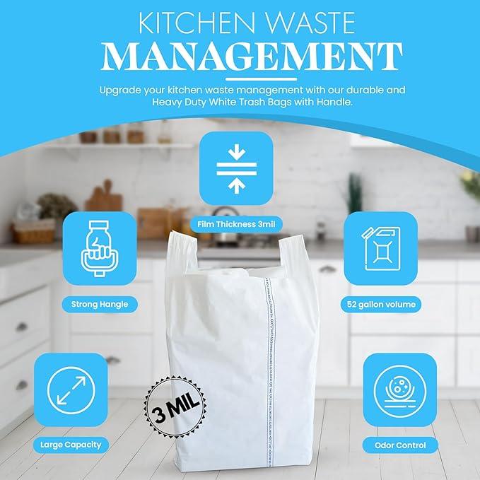 Heavy Duty Contractor Trash Bags with Handles – 52 Gallon, 40 Count | 3 MIL Thick, Extra Large Garbage Bags for Yard Waste, Construction, Lawn & Commercial Use | Secure Branded Knot for Easy Handling - NeatNest