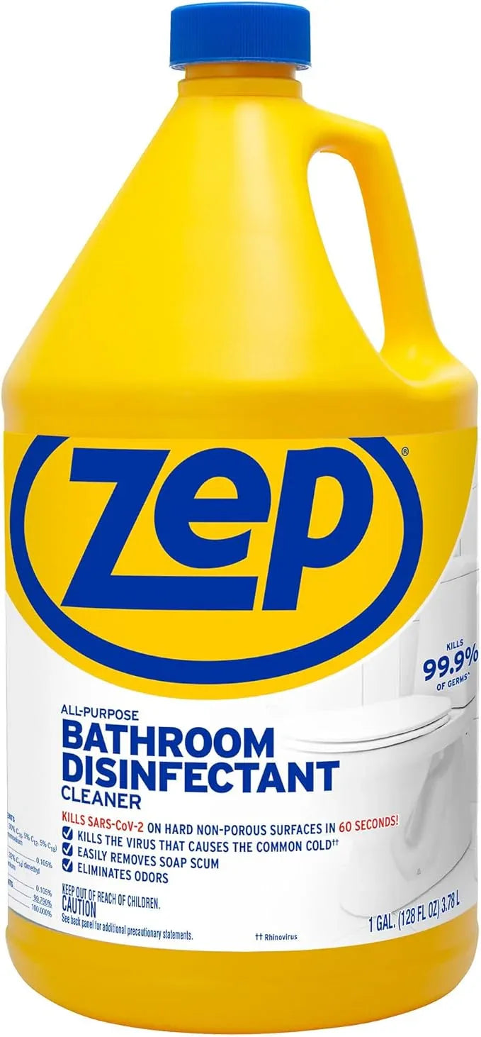 Zep All-Purpose Bathroom Disinfectant Cleaner - 1 Gallon (Case of 4) ZUAPBD128 - Virucidal, Fungicidal, Mildewstat, Kills 99.9 Percent of Germs in 60 Seconds - NeatNest