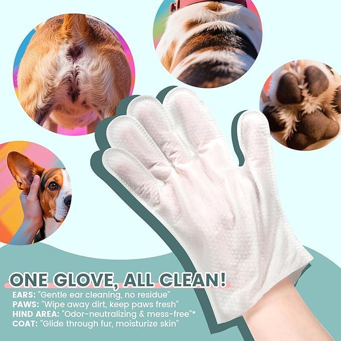 50 PCS Pet Glove Wipes for Paws and Butt Large Puppy Wipes for Dogs Face and Body Dog Wipes Cleaning Deodorizing Cat Wipes Cleaning Fur and Butt Doggie Wipes Doggy Wipes Bum Dog Ear Wipes - NeatNest