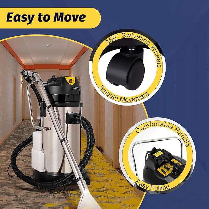 Carpet Cleaner Machine,40L/11Gal Stainless Steel Couch Cleaner Vacuuming Cleaner Floor Carpet Deep Cleaning Machine,Upholstery Carpets Extractor Cleaning for Commercial Home - NeatNest