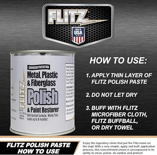 Flitz Multi-Purpose Metal Polish Paste - 1lb Can of USA-Made Chrome Polish - Works on Stainless Steel, Aluminum, Plastic, Jewelry and Cars - Non-Abrasive Cleaner & Rust Remover (1 Pack) - NeatNest