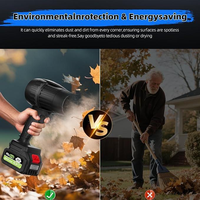 Leaf Blower Cordless with Battery and Charger,Electric Leaf Blower Cordless, 300000 RPM, 2 x 3.0Ah Batteries & Charger, Handheld Leaf Blowers for Lawn Care (Black Blue) - NeatNest