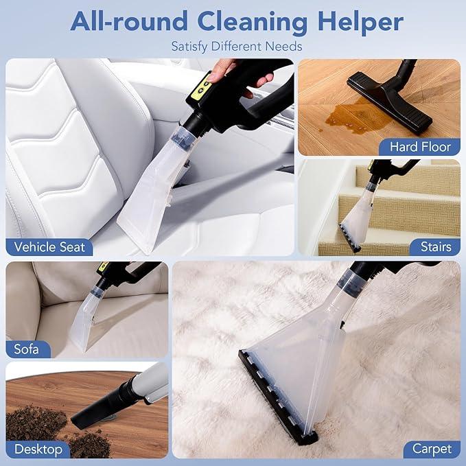 COSTWAY Wet Dry Vacuum Cleaner, 4-in-1 Portable Carpet & Upholstery Cleaner Machine with 5.5 Peak HP & 17 KPA Max Suction, Shampoo Vac Cleaner with Attachments for Floor, Stair, Sofa, Car, Gap - NeatNest
