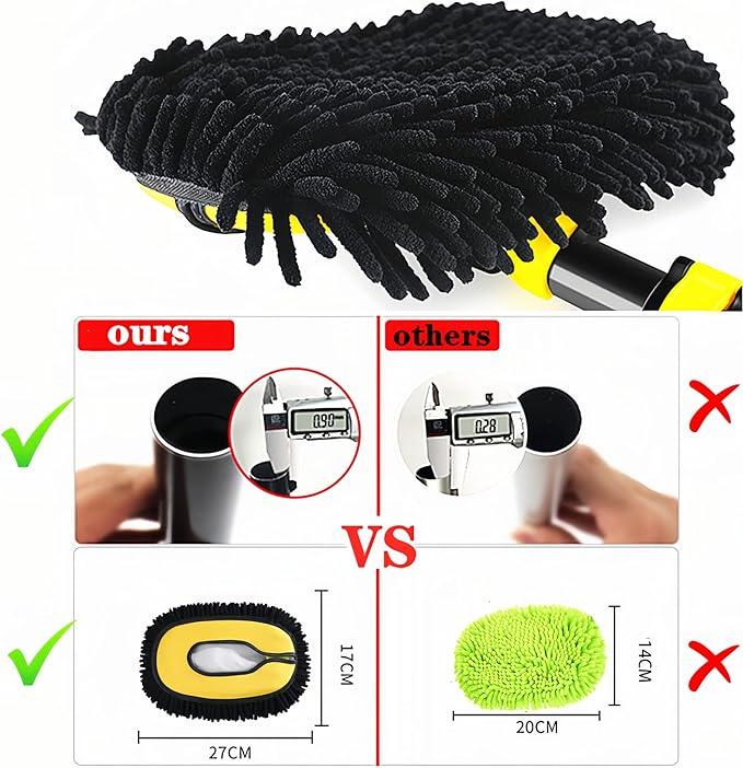 MVEQRRN Upgrade Car Wash Brush Mop with Long Handle,Chenille Microfiber Car Wash Brush Car Cleaning Brush Kit Car Wash Mop Supplies Car Washing Brush with Scratch-Free Replacement Head - NeatNest