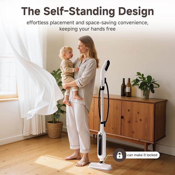 12-in-1 Steam Mop, Detachable Handheld Steam Cleaner for Home, 23FT Cord, 3 Steam Modes & LED Display, Steam Mops for Floor Cleaning, Bathroom, Windows, Sofas, Clothes, Tile Grout, Carpets, Furniture - NeatNest