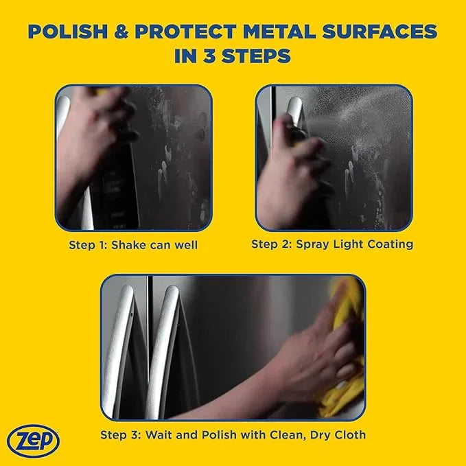 Zep Stainless Steel Cleaner and Polish - 14 oz (Case of 12) ZUSSTL14 - Protects Metal Surfaces From Fingerprints, Soil & Water Spots - NeatNest