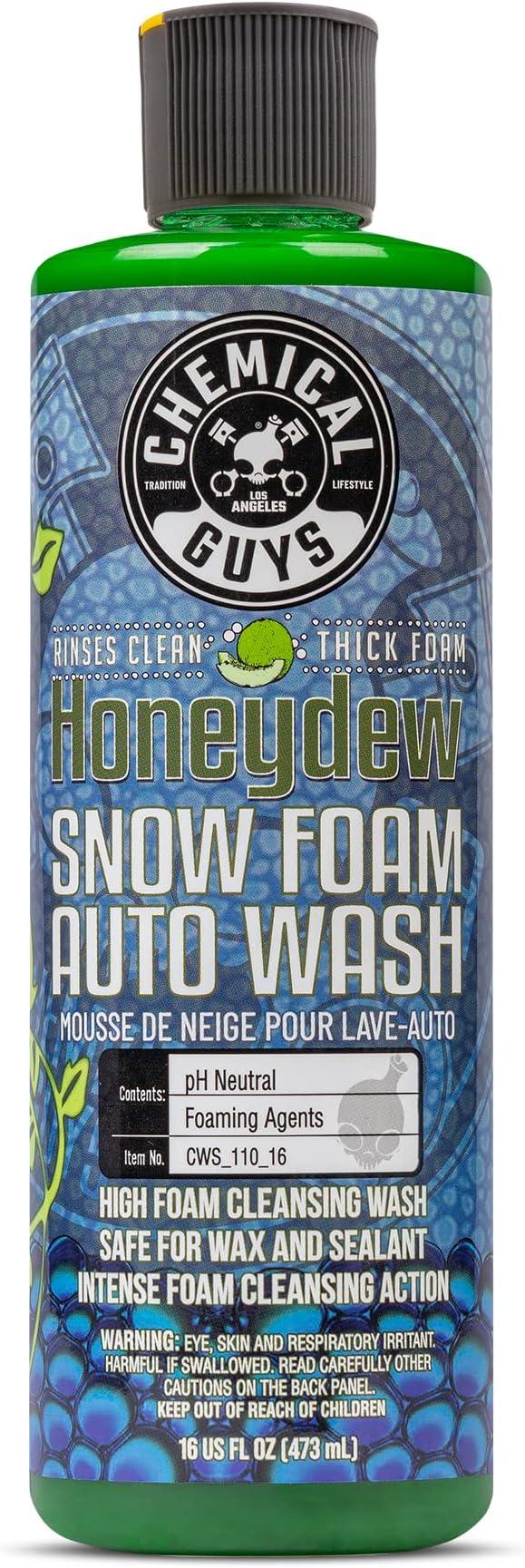 Chemical Guys CWS_110_16 Honeydew Snow Foam Car Wash Soap (Works with Foam Cannons, Foam Guns or Bucket Washes) Safe for Cars, Trucks, Motorcycles, RVs & More, 16 fl oz, Honeydew Scent - NeatNest
