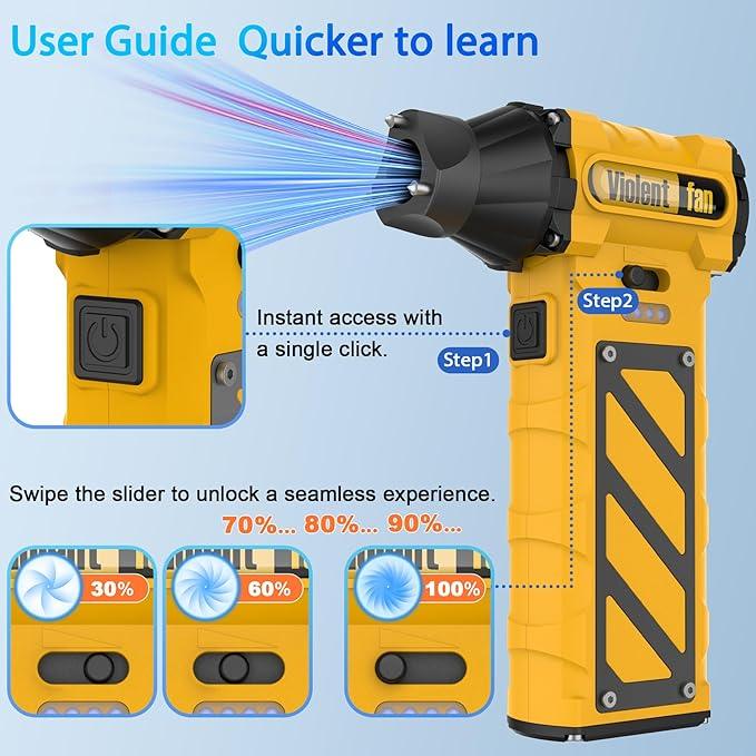 Electric Air Duster-Compressed Air Duster,60mph Wind Stepless Speed Canned Air for PC/Compute/Electronics/Home&Car Cleaning, 150000RPM Air Blower to Spray Air Can Dust Off Keyboard Cleaner (Yellow) - NeatNest