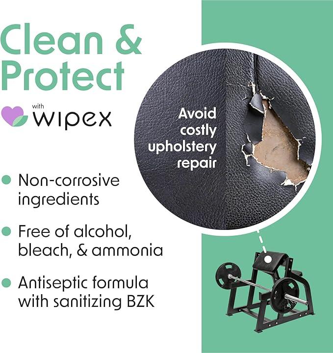 Wipex Gym Cleaning Wipes Bundle - Get (1) 400ct Lemongrass Surface Wipes & (1) 225ct Body Cloths for After Workout, Plant-Based Fitness Equipment Wipes, Clean Surfaces & Mats and Peloton Bike - NeatNest