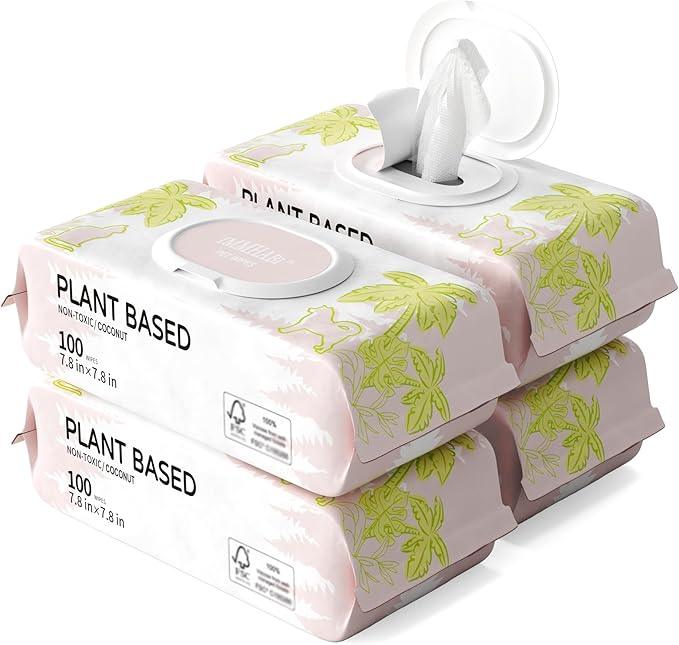 400 PCS Dog Wipes for Paws and Butt Hypoallergenic Pets Cleansing & Deodorizing Anal Gland Hygienic Puppy Wipes for Dogs Face and Body Wipes Cleaning Fur Doggie Wipes Doggy Wipes (Coconut Oil) - NeatNest