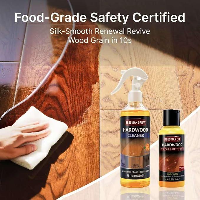 Furniture Polish Kit: Wood Cleaner Spray & Nourishing Care Oil – For Floors, Kitchen Tables, Desks & All Home Wood Furniture (300ml+120g) - NeatNest